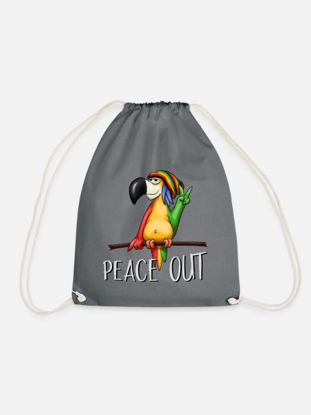 Peace out Reggae Papagei Toleranz Respekt Geschenk - Turnbeutel - Grau
