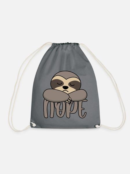 Faultier Nope Nein Nö Tiere Tier Lustige Sprüche - Turnbeutel - Grau