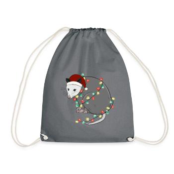 Christmas Lights Rat Christmas - Drawstring Bag - grey - Front