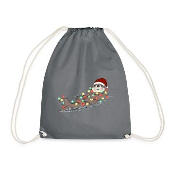Christmas Lights Otter Weihnachten - Drawstring Bag - grey - Front