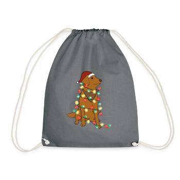 Christmas Lights Dog Christmas - Drawstring Bag - grey - Front