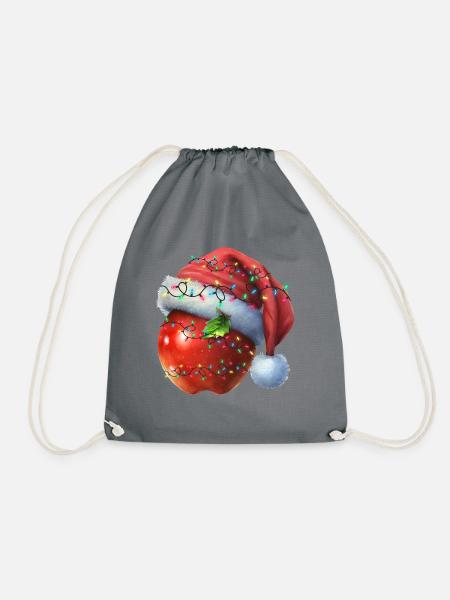 Christmas roter Apfel - Turnbeutel - Grau