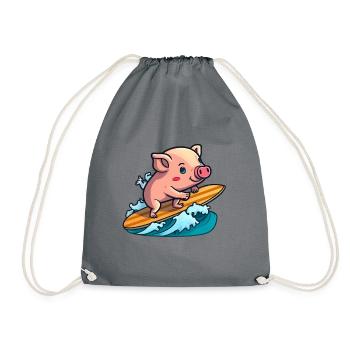 Cochon mignon dans la mer surf surf surf surf sur planche de surf - Sac de sport léger - gris - Devant