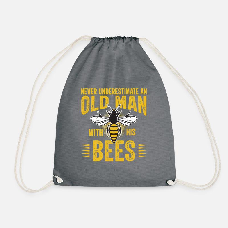 Unterschätze Niemals Einen Alten Mann mit Bienen - Turnbeutel - Grau