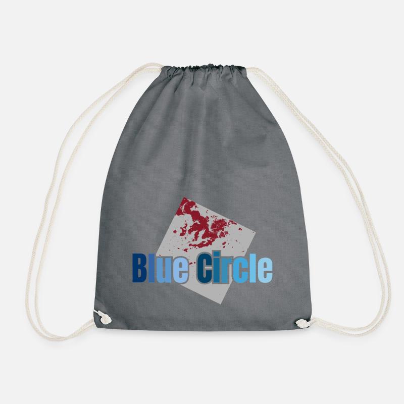 Grey Square Blue Circle - Drawstring Bag - grey