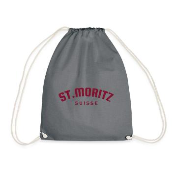 St. Moritz - Suisse - Schweiz - Swiss - Turnbeutel - Grau - Vorne