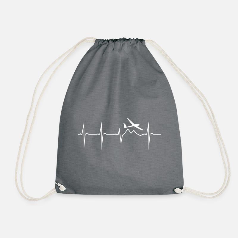 my heart beats for glider - Drawstring Bag - grey