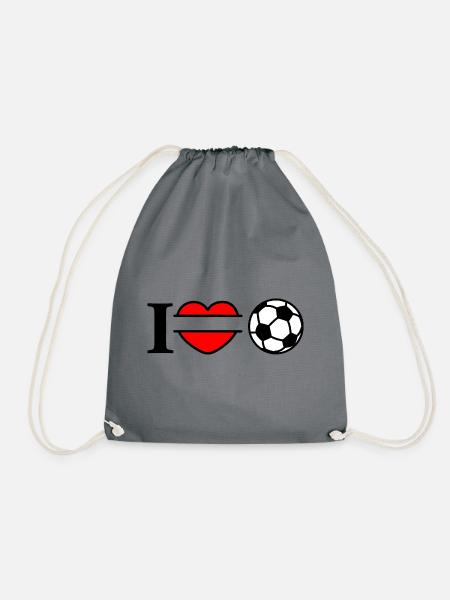 Monogramm Logo Fußballherz - Turnbeutel - Grau
