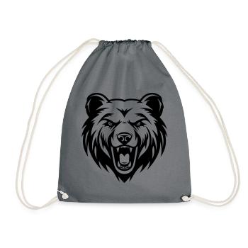Bear Head - Drawstring Bag - grey - Front