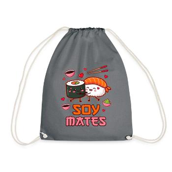 Soy Mates Valentine – Lustiger Sushi-Humor - Turnbeutel - Grau - Vorne