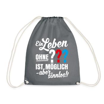 Die Drei ??? Leben ohne ist sinnlos Text - Turnbeutel - Grau - Vorne