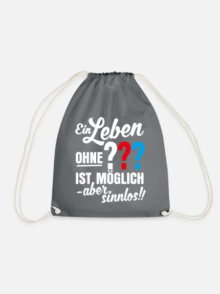 Die Drei ??? Leben ohne ist sinnlos Text - Turnbeutel - Grau