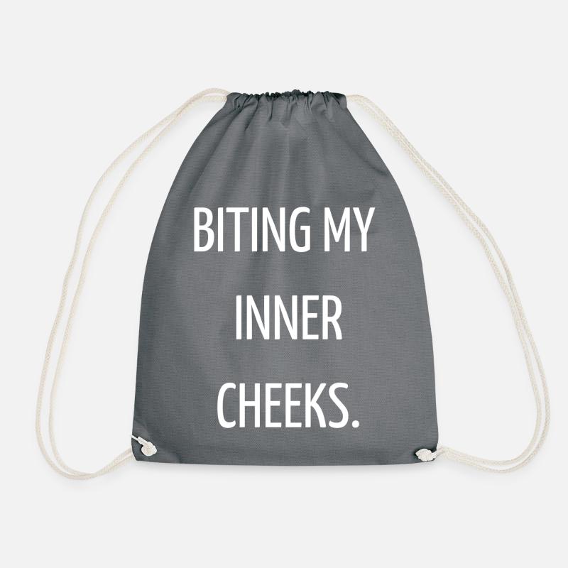 Biting my inner cheeks - Drawstring Bag - grey