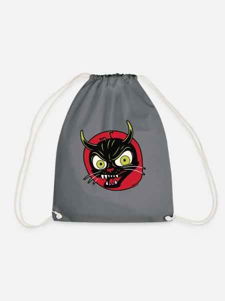 Teuflische Fratze einer Teufel Katze - Turnbeutel - Grau