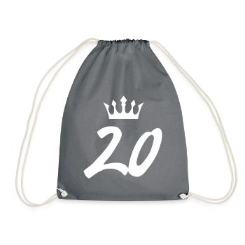 20 number crown - Drawstring Bag - grey - Front