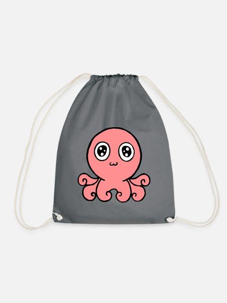 happy octopus - Drawstring Bag - grey