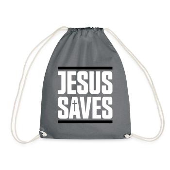 jesus saves - Drawstring Bag - grey - Front