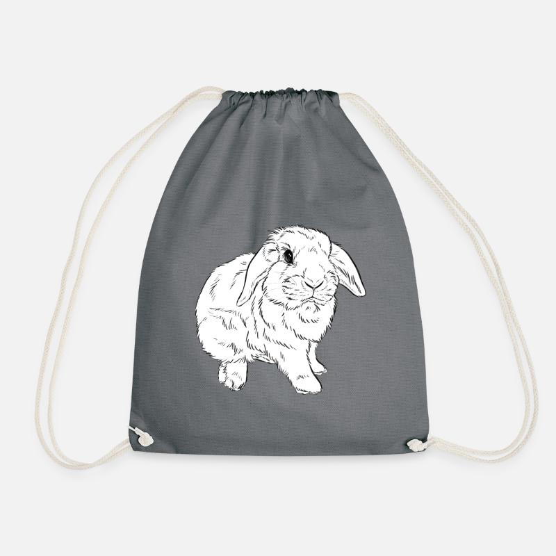 Aries Lop rabbit - Drawstring Bag - grey