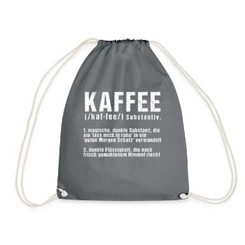 funny coffee definition - Drawstring Bag - grey - Front