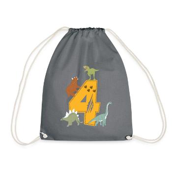 Anniversaire 4 ans dinosaure Dino 4ème anniversaire - Sac de sport léger - gris - Devant