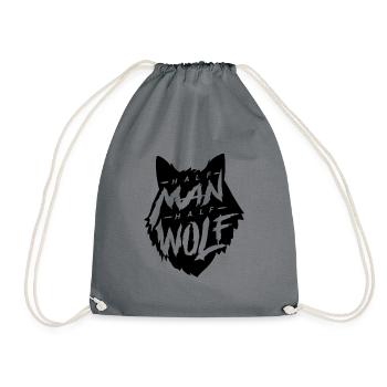 wolf - Drawstring Bag - grey - Front