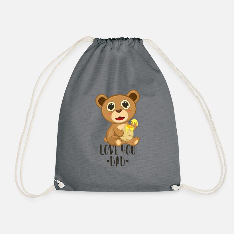 Love you dad - bear with honey - Drawstring Bag - grey