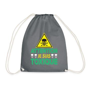 Warning I'm Toxic - Humor - Gift - Drawstring Bag - grey - Front