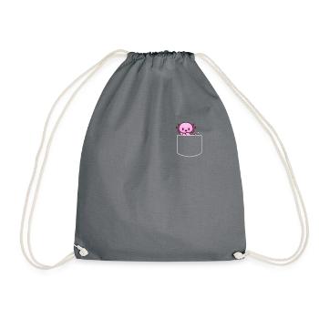 Axolotl in Brusttasche Pocket Axolotl - Turnbeutel - Grau - Vorne