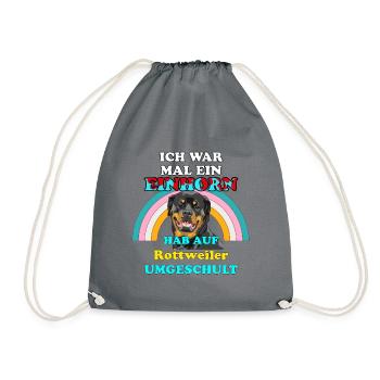 Rottweiler Hund war Einhorn Hundefreunde Hunde - Turnbeutel - Grau - Vorne