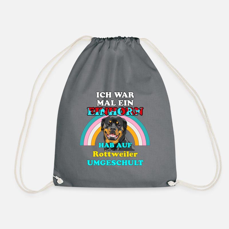 Rottweiler Hund war Einhorn Hundefreunde Hunde - Turnbeutel - Grau
