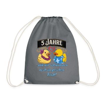 5. Jahrestag Geschenk, tolle 5 Jahre Jahrestag - Turnbeutel - Grau - Vorne