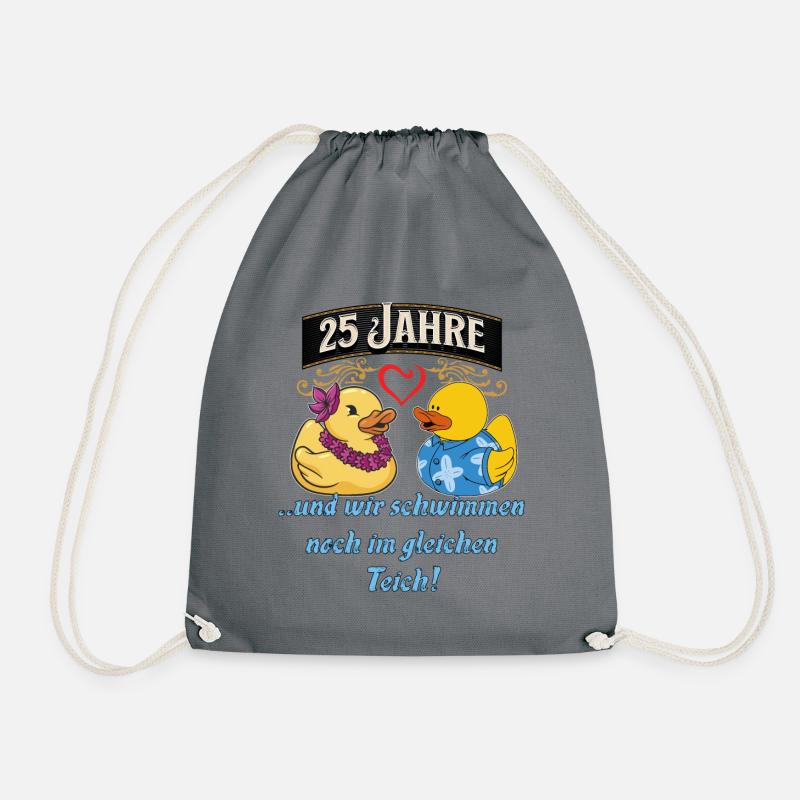 25 Jahrestag Geschenk Silberhochzeit 25 Jahrestag - Turnbeutel - Grau