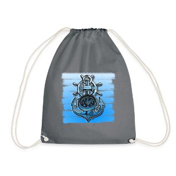 Anchor Design Ship Boat Seafaring Maritime - Drawstring Bag - grey - Front