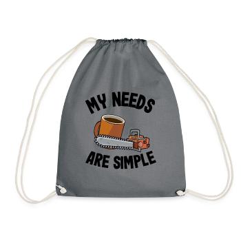 My Needs Are Simple Chainsaw & Coffee Arborist - Drawstring Bag - grey - Front