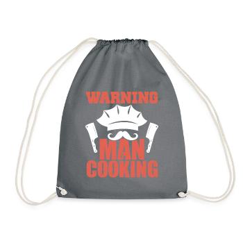 avertissement homme cuisiner - Sac de sport léger - gris - Devant