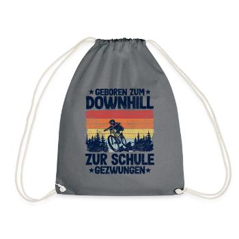 Downhill Spruch Schule MTB Mountainbiker Kinder - Turnbeutel - Grau - Vorne
