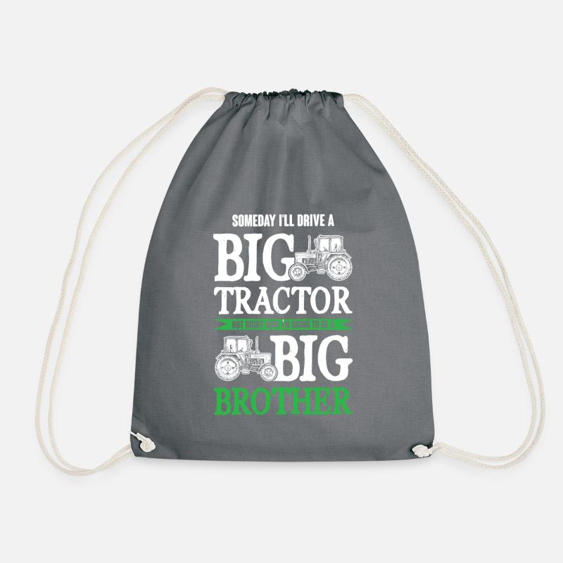 big tractor big brother - Drawstring Bag - grey