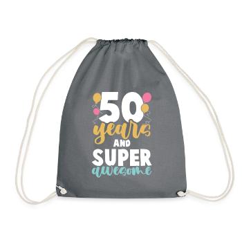 50 years birthday - Drawstring Bag - grey - Front