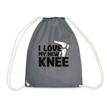 Neues Knie Operation Künstliches Knie Geschenk - Turnbeutel - Grau - Vorne