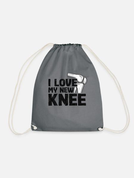 Neues Knie Operation Künstliches Knie Geschenk - Turnbeutel - Grau
