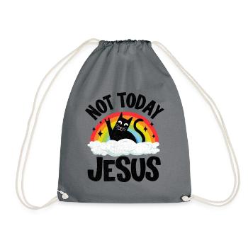 Heavy Metal Katze Regenbogen Retro Death Metal - Turnbeutel - Grau - Vorne
