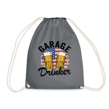 Garage Drinker Funny Beer Drinking - Drawstring Bag - grey - Front