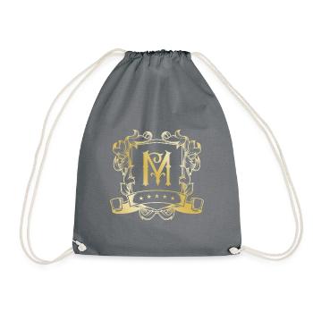 M letter gold - Drawstring Bag - grey - Front
