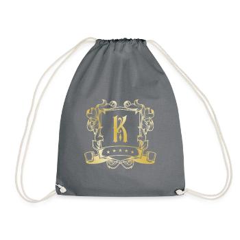 K letter gold - Drawstring Bag - grey - Front