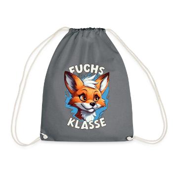 Cartoon Fuchsklasse Grundschule Klassentier - Turnbeutel - Grau - Vorne