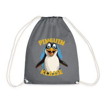 Cartoon Pinguinklasse Grundschule Klassentier - Turnbeutel - Grau - Vorne
