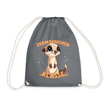 Cartoon Erdmännchenklasse Grundschule Klassentier - Turnbeutel - Grau - Vorne