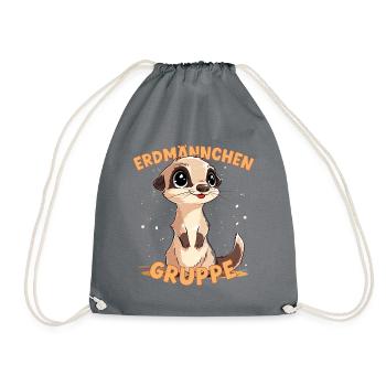 Cartoon Erdmännchengruppe Kindergarten Gruppentier - Turnbeutel - Grau - Vorne