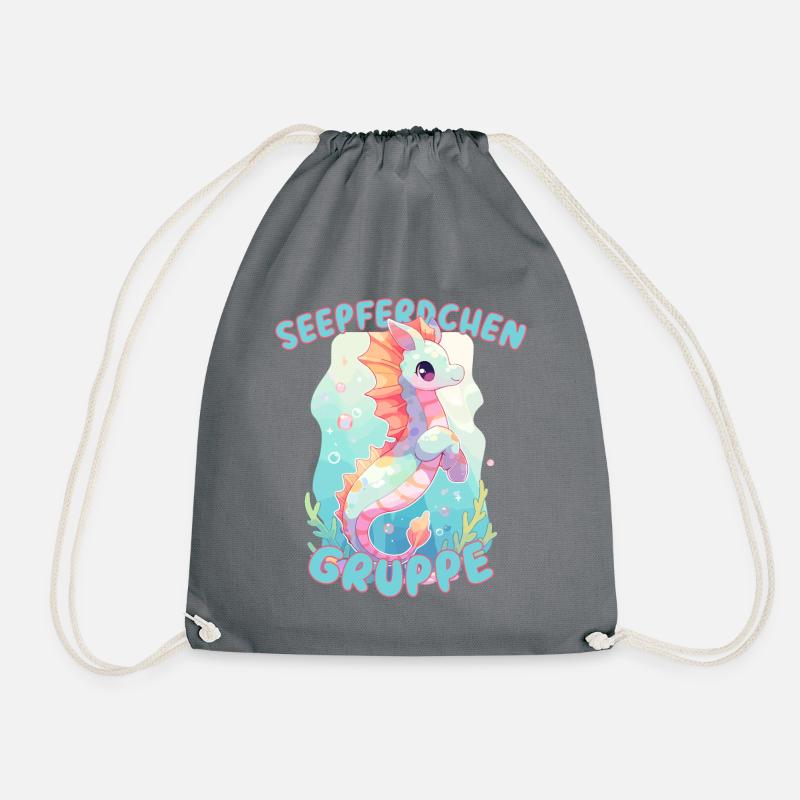 Süßes Seepferdchengruppe Kindergarten Gruppentier - Turnbeutel - Grau