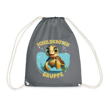 Comic Schildkrötengruppe Kindergarten Gruppentier - Turnbeutel - Grau - Vorne